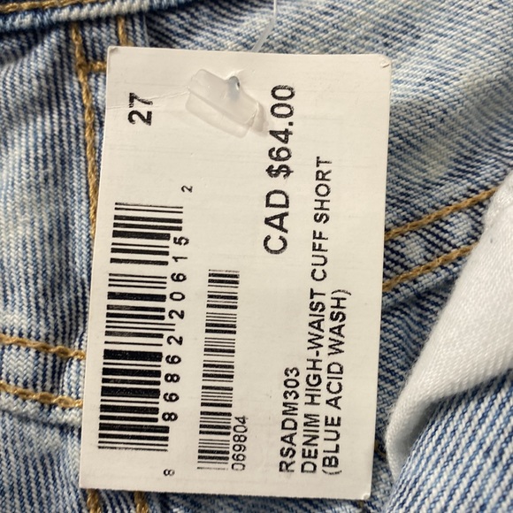 American Apparel Jeans High Waist Cuff Short Blue Acid Wash size 27 - Picture 7 of 11